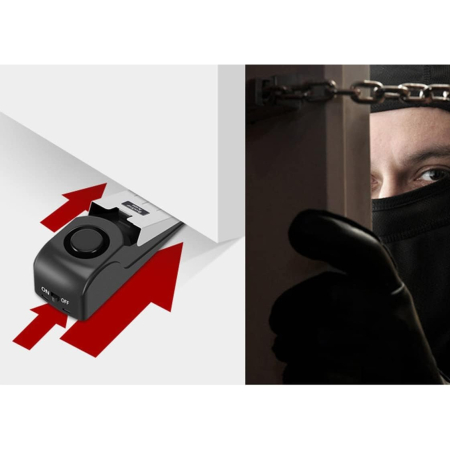 Opritor pentru Usa cu Alarma, , 120DB, cu Baterii, cu 3 Trepte de Sensibilitate, Antialunecare, Buton ON-OFF, 14x4.5x4 cm, Negru [2]