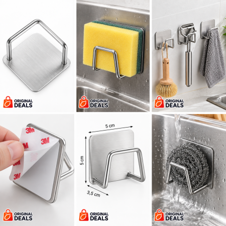 Suport Burete Autoadeziv pentru Chiuveta, Otel Inoxidabil, 5 x 5 x 3,5 cm, Gri | ORIGINAL DEALS [10]