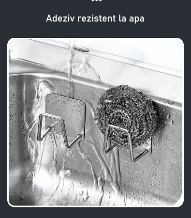 Suport Burete Autoadeziv pentru Chiuveta, Otel Inoxidabil, 5 x 5 x 3,5 cm, Gri | ORIGINAL DEALS [11]