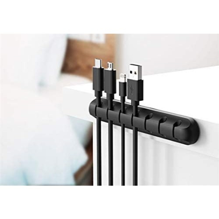 Organizator Cabluri, , Cable Clips, Fixare Dublu Adeziv, Silicon, 7 Sloturi, Negru [1]