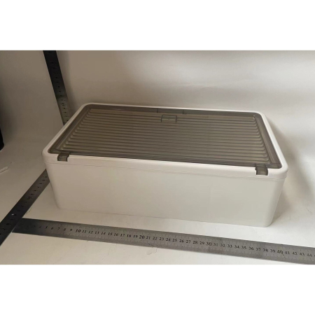 Organizator Cosmetice, , Montare pe Perete fara Perforare, 36.5x10.9x20 cm, din PP si ABS, Alb-Negru, Usa Transparenta [1]