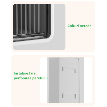 Organizator Cosmetice, , Montare pe Perete fara Perforare, 36.5x10.9x20 cm, din PP si ABS, Alb-Negru, Usa Transparenta [5]