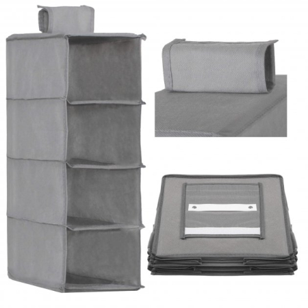 Organizator dulap Sersimo, 4 compartimente, textil, 80cm, gri [1]