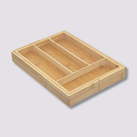 Organizator extensibil tacamuri 5Five din bambus cu 6 compartimente, 35x39x4 cm, natur [1]