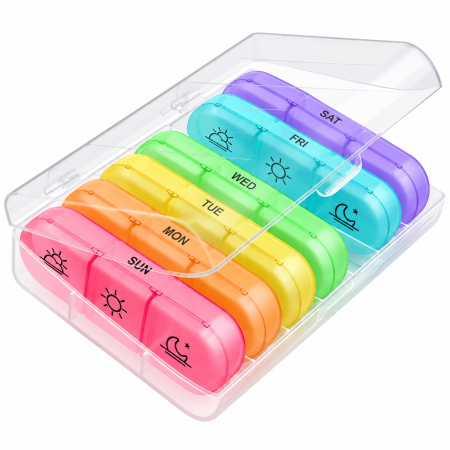 Organizator medicamente 7 zile, 21 compartimente colorate detasabile, cutie transparenta, ORIGINAL DEALS [7]