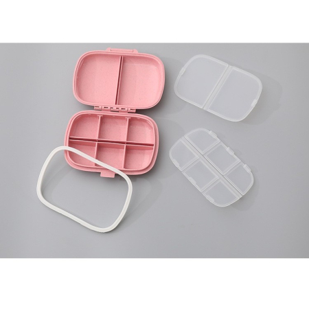 Organizator medicamente, Plastic, 8 compartimente, 0.1 L, Roz, , 11 x 7 cm [2]