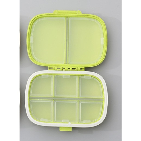Organizator medicamente, Plastic, 8 compartimente, 0.1 L, Verde, , 11 x 7 cm [4]