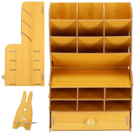 Organizator pentru birou, din lemn, cu 15 compartimente si sertar [5]