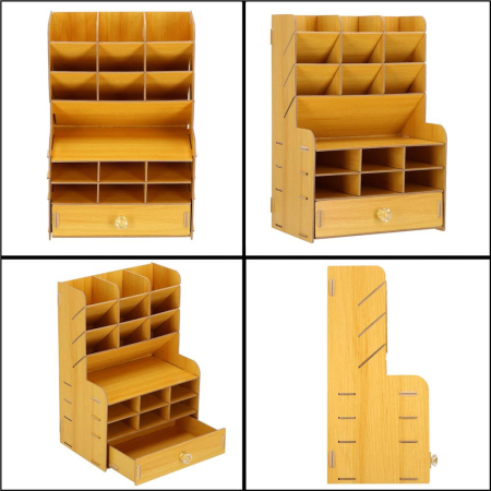 Organizator pentru birou, din lemn, cu 15 compartimente si sertar [21]