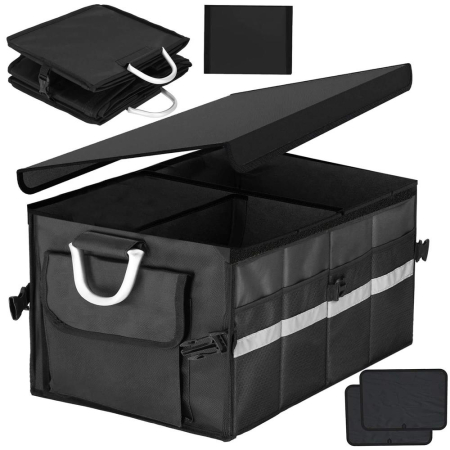 Organizator pentru portbagaj tip lada, cu buzunare laterale, pliabil, 30x58x33cm, negru [11]
