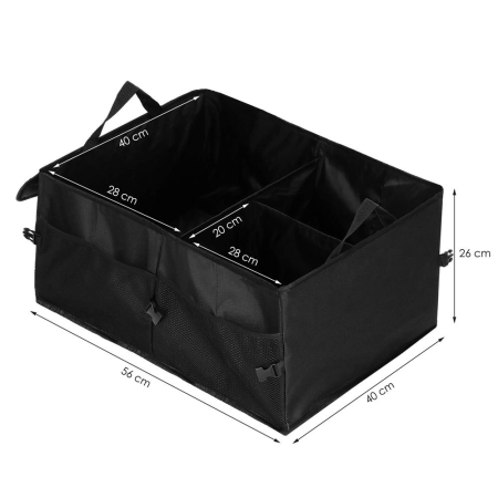 Organizator portbagaj pliabil, compartimentat, rezistent la apa, 56x40x26cm, negru [2]