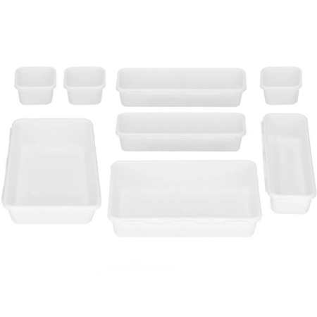 Organizator sertar bucatarie, 8 piese interconectabile, alb [8]