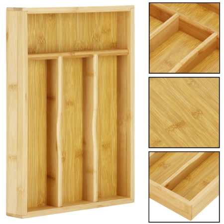 Organizator tacamuri si ustensile bucatarie, bambus, 25x34x4.5cm [5]