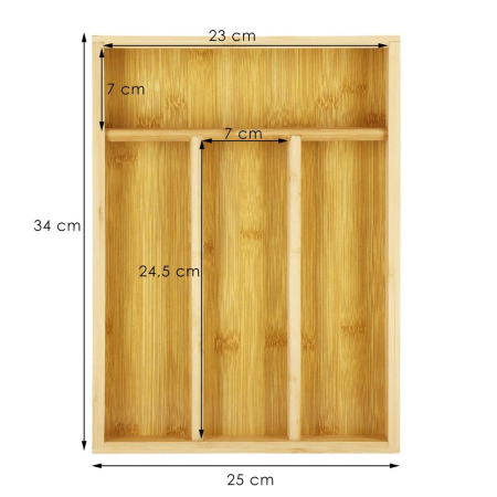 Organizator tacamuri si ustensile bucatarie, bambus, 25x34x4.5cm [15]