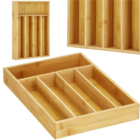Organizator tacamuri si ustensile bucatarie, bambus, 25x35x5cm [4]