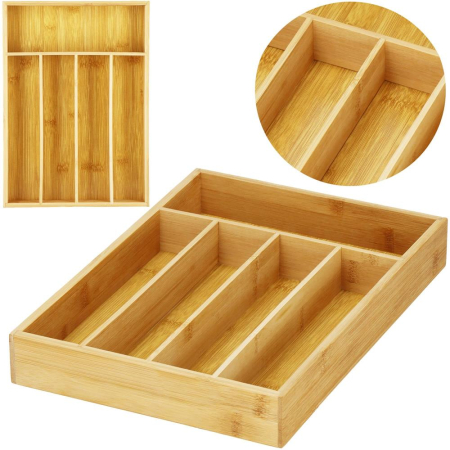 Organizator tacamuri si ustensile bucatarie, bambus, 25x35x5cm [6]