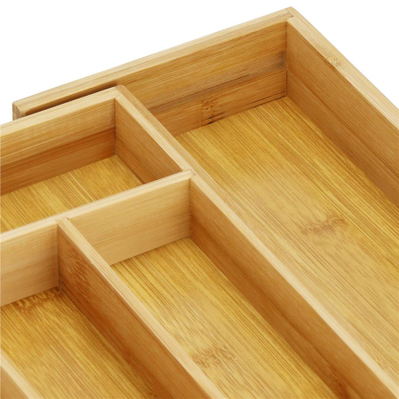 Organizator tacamuri si ustensile bucatarie, bambus, extensibil 28-45x33x5cm [6]