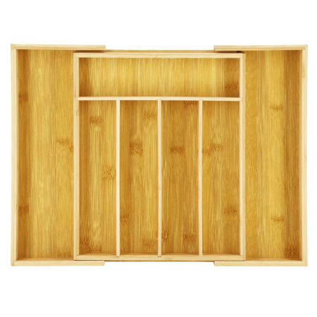 Disponibil livrare locker S - Organizator tacamuri si ustensile bucatarie, bambus, extensibil 28-45x33x5cm
