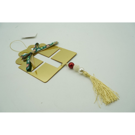 Ornament brad, , Cadou, Auriu, Lucios, 16*28CM, Acril, Interior/ Exterior [9]