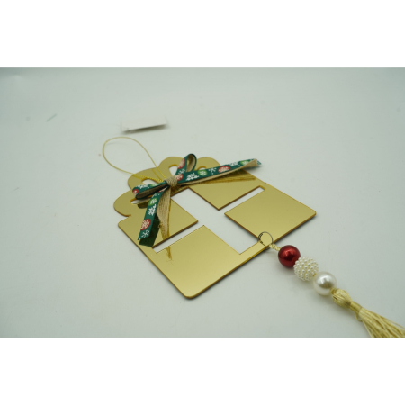 Ornament brad, , Cadou, Auriu, Lucios, 16*28CM, Acril, Interior/ Exterior [3]