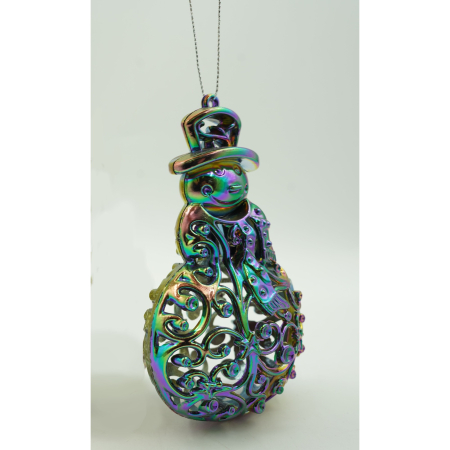 Ornament brad de Craciun, Iridescent, in forma de Om de zapada, 8 cm x 13 cm, Plastic,  [4]