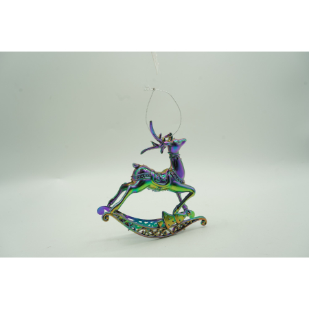 Ornament brad de Craciun, Iridescent, in forma de Ren, 11 cm x 11 cm, Plastic,  [4]
