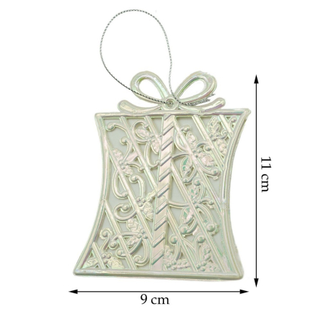 Ornament brad de Craciun, Perlat, in forma de Cadou, 9 cm x 11 cm, Plastic,  [10]