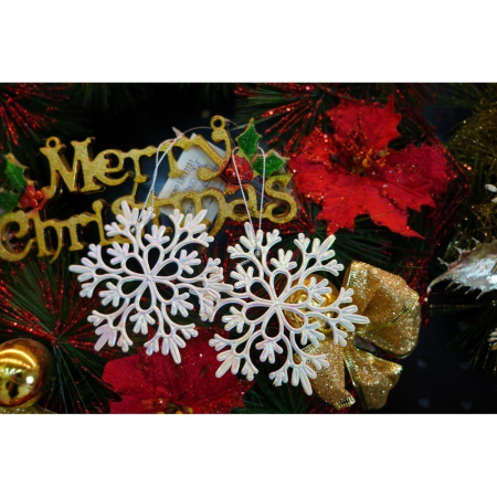 Ornament brad de Craciun, Perlat, in forma de Fulg de nea, 10 cm x 10 cm, Plastic,  [7]