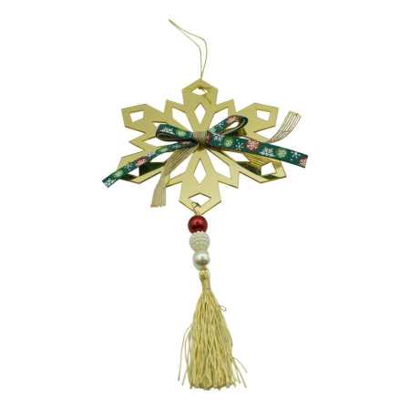 Ornamente Brad - Ornament brad, , Fulg de nea, Auriu, Lucios, 16*30CM, Acril, Interior/ Exterior