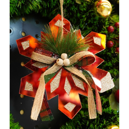 Ornament brad, , Fulg de nea, Rosu, Lucios, 15*15CM, Acril, Interior/ Exterior [6]