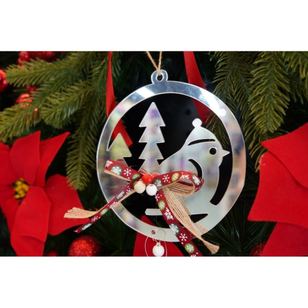 Ornament brad, , Pasare, Argintiu, Lucios, 14*26CM, Acril, Interior/ Exterior [7]