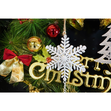 Ornament de brad fulg de nea, , alb, metal, 20 cm [2]