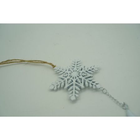 Ornament de brad fulg de nea, , alb, metal, 20 cm [4]