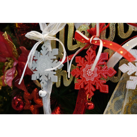 Ornament de brad fulg de nea, , gri, lemn, 25 cm [7]