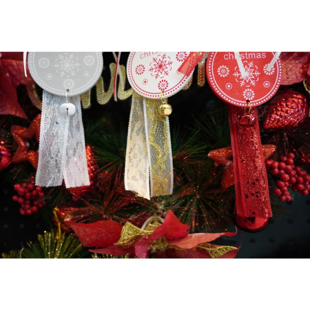 Ornament de brad medalion, , rosu, lemn, 25 cm [6]