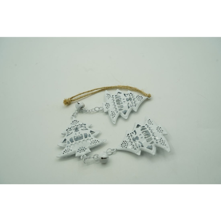 Ornament de brad trei pomi de craciun, , alb, metal, 30 cm [4]