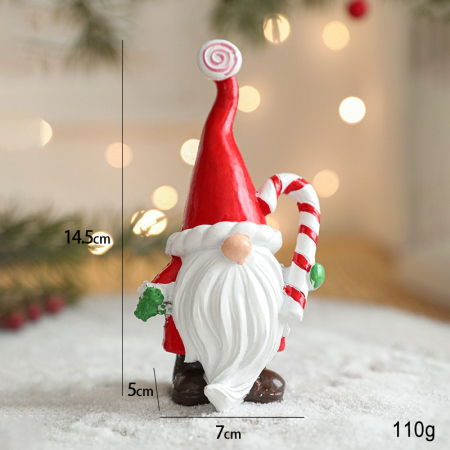 Ornament de Craciun din Rasina pentru Decor, , Model Spiridus, Decoratiune de Birou pentru Craciun, 14.5 x 7 x 5 cm, Rosu Alb [1]