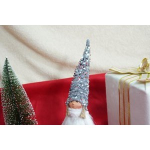 Ornament de Craciun ingeras, , alb/gri, textil, 58 cm [7]