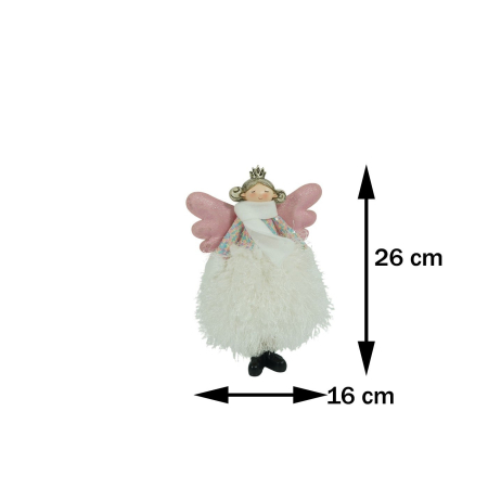 Ornament de Craciun ingeras, , alb, textil, 26 cm [15]