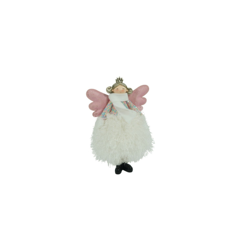 Figurine Decorative Craciun - Ornament de Craciun ingeras, , alb, textil, 26 cm