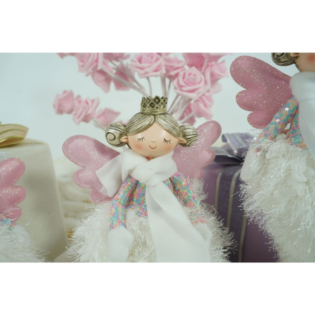 Ornament de Craciun ingeras, , alb, textil, 34 cm [11]