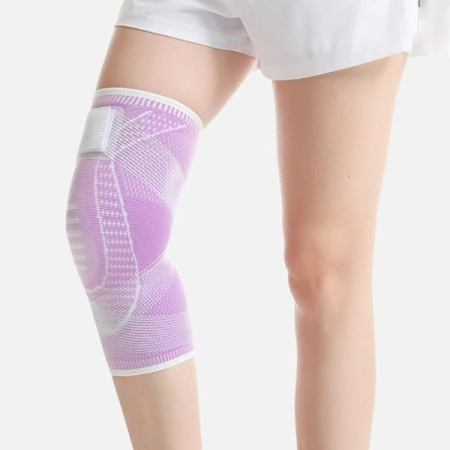 Orteza Elastica pentru Genunchi, , Ajustabila cu Bretele Elastice, Banda pentru Compresie, Material Respirabil, Marime S, Culoare Roz [7]