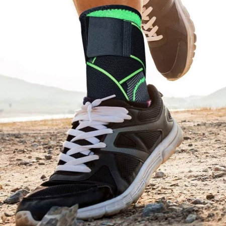 Orteza pentru Glezna, , cu Benzi Elastice de Fixare, 24 x 10.5 cm, din Nailon, Negru/Verde [1]
