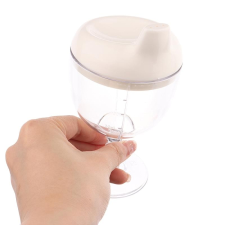 Pahar din Plastic Transparent cu Picior, , pentru Copii, 14 x 7.7 cm, cu Cioc Antiscurgere, + 3 Ani, Fara Maner, Alb [1]