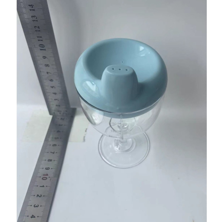 Pahar din Plastic Transparent cu Picior, , pentru Copii, 14 x 7.7 cm, cu Cioc Antiscurgere, + 3 Ani, Fara Maner, Albastru [5]