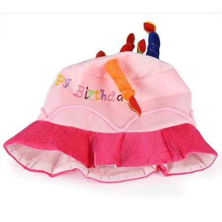 Palarie Happy Birthday, , Accesoriu pentru Petrecere, Model Tort, Tematica Aniversare, 60x60x55 cm, Roz [2]