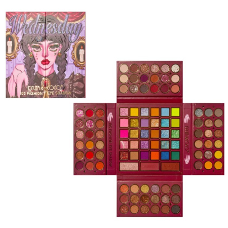 ✨TOATE PRODUSELE✨ - Paleta de Farduri Kevin&Coco, 105 culori, Stil Pliabil, Wednesday, Conturing, Iluminator, Blush incluse, Fara Sulfati, Pudra Compacta, 18.7 x 17.3 x 2.6 cm, 407 g, multicolor