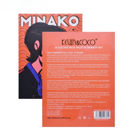 Paleta de Machiaj, KEVIN&amp;COCO, 20 Culori Orange Girl, Fard de Pleoape si Blush, Portocaliu [2]