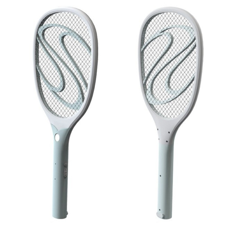 Paleta Electrica pentru Tantari, Muste sau Insecte LED, , Reincarcabila, Incarcare USB, Plastic, Casa si Gradina, Anti-insecte, Alb-Albastru [10]