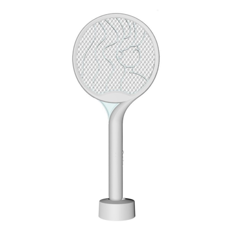 Articole pentru Gradina si Bricolaj - Paleta Electrica pentru Tantari, Muste si Tantari 2in1, , Reincarcabila, Incarcare USB, 2600V, Plastic, Casa si Gradina, Anti-insecte, Stand, 23x51 cm, Gri